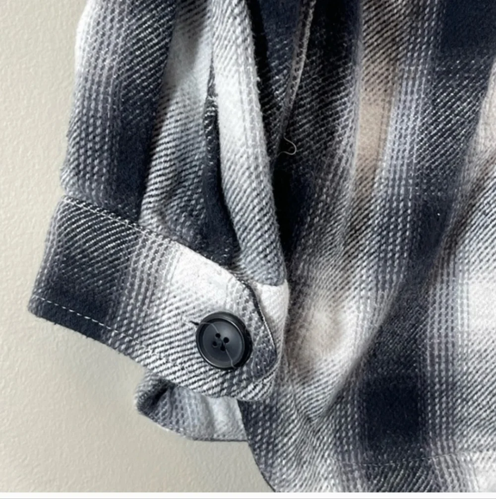 Lucky Brand Buffalo Plaid Black and White Women's Shirt/Jacket Shacket Size S - Picture 4 of 8